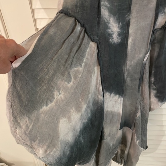 L!NK x OGI ANTUNAC Multicolor Gray Button Up Hooded Bubble Dress Pockets Unique - Picture 5 of 16